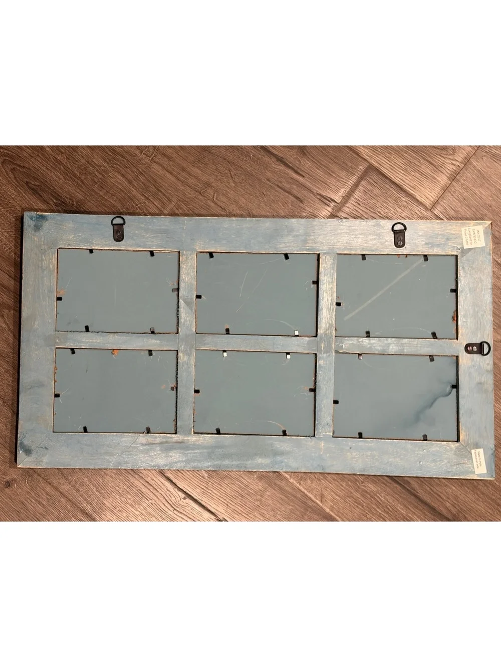 Shabby Chic Handmade India Rustic Blue Wood 6-Opening Photo Frame Farmhouse